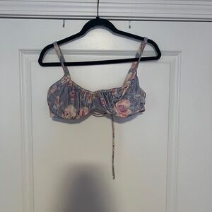 Victoria's Secret Floral Print Swim Top - Pink and Gray